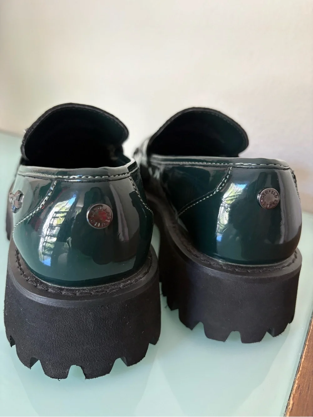 Karl Lagerfeld green patent